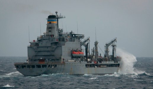 US Navy 110126-N-9589S-026 USNS Leroy Grumman (T-AO 195) is in heavy seas as it prepares for an underway replenishment