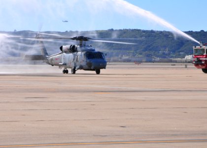 US Navy 110127-N-1722W-140 An HH-60H Sea Hawk helicopter, piloted by Cmdr. Brent Alfonzo, commanding officer of the Screamin Indians of Helicopter