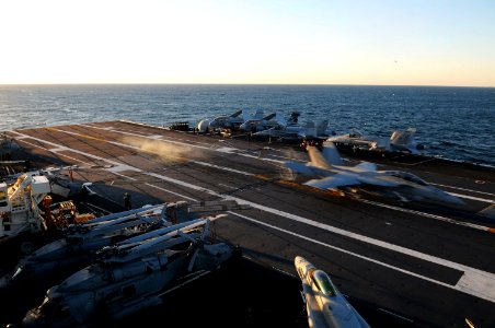US Navy 110202-N-0232G-033 An F-A-18F Super Hornet assigned to the Black Knights of Strike Fighter Squadron (VFA) 154