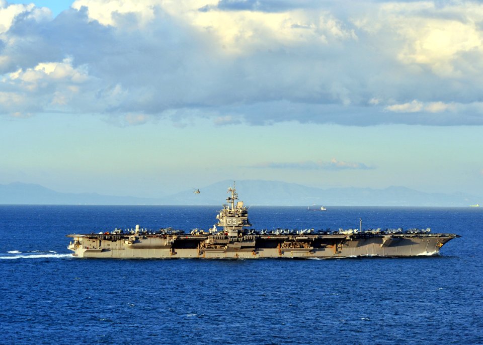 US Navy 110131-N-0569K-113 The aircraft carrier USS Enterprise (CVN 65) transits the Strait of Gibraltar