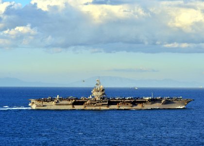 US Navy 110131-N-0569K-113 The aircraft carrier USS Enterprise (CVN 65) transits the Strait of Gibraltar