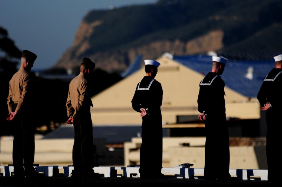 US Navy 110202-N-5503T-099 Sailors and Marines assigned to the aircraft carrier USS Ronald Reagan (CVN 76) and embarked Carrier Air Wing (CVW) 14 m