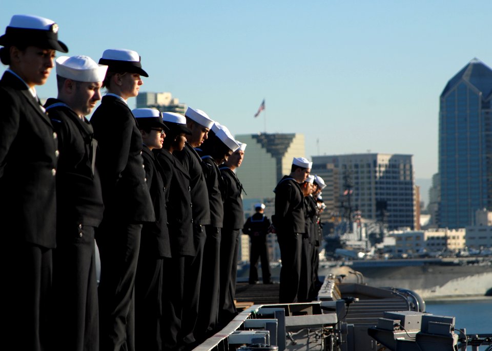 US Navy 110202-N-5694F-331 Sailors and Marines assigned to the aircraft carrier USS Ronald Reagan (CVN 76) and embarked Carrier Air Wing (CVW) 14 m