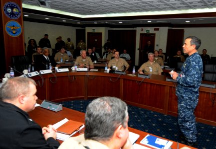 US Navy 110210-N-7280V-011 Vice Adm. Harry B. Harris Jr. aspeaks at the annual Attache-Security Cooperation conference at the Commander, U.S. Naval