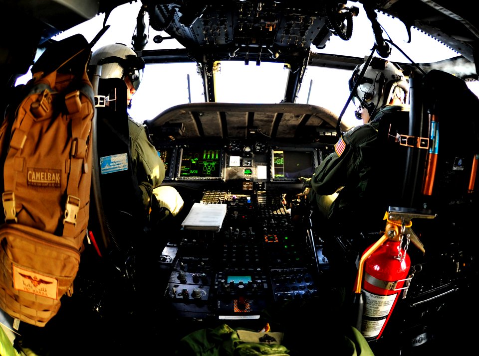 US Navy 110205-N-6003P-056 Lt. Vic Barba and Lt. j.g. Ryan Stille, both assigned to the Chargers of Helicopter Sea Combat Squadron (HSC) 26, monito
