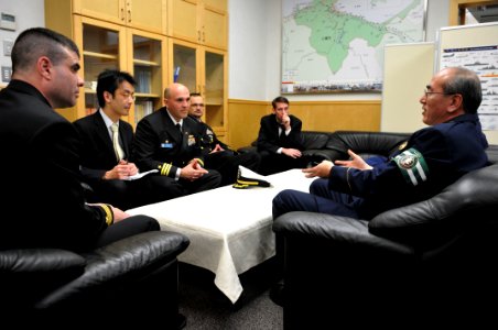 US Navy 110204-N-9818V-310 Leadership of the USS Fitzgerald (DDG 62) meet with Otaru police representative Masaru Ota during a port visit to Otaru