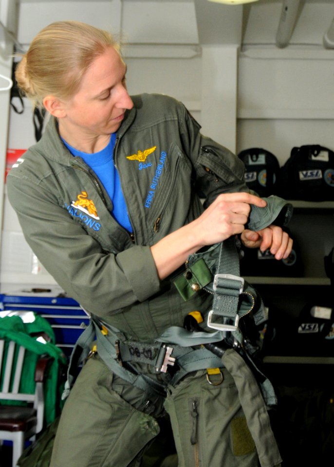 US Navy 110207-N-7004H-090 Lt. Erika Sutherland, assigned to Strike Fighter Squadron (VFA) 15 embarked aboard the aircraft carrier USS George H.W