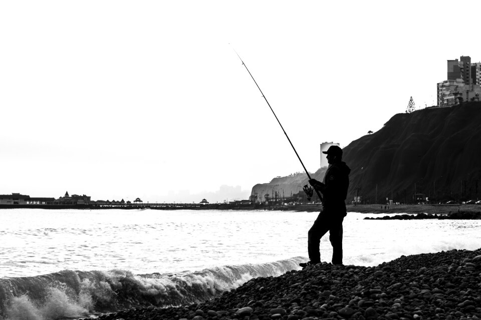 Fishing man sea