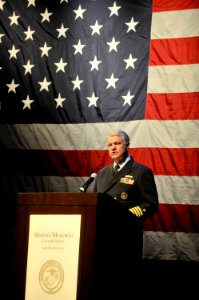 US Navy 110216-N-8273J-051 Chief of Naval Operations (CNO) Adm. Gary Roughead delivers the keynote address for the George P. Shultz lecture series