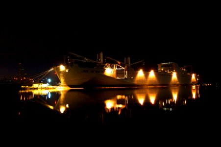US Navy 110215-N-ZC343-005 The Military Sealift Command large, medium-speed roll-on-roll off ship USNS Bob Hope (T-AKR 300) is moored at Naval Base