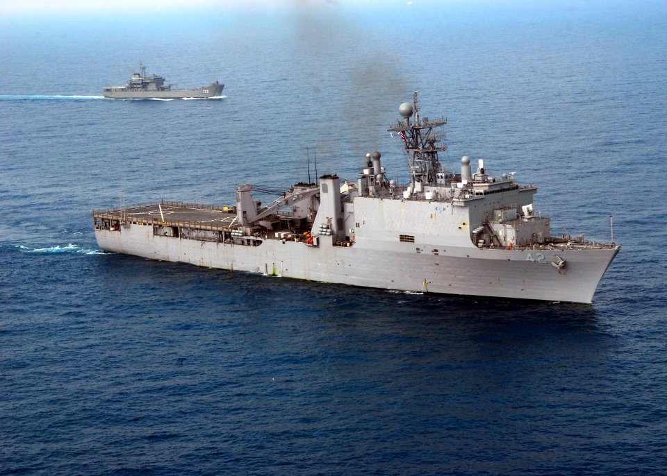 US Navy 110214-N-8607R-417 The forward-deployed amphibious dock landing ship USS Germantown (LSD 42) and the Royal Thai navy medium landing ship HT
