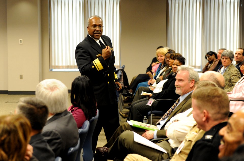 US Navy 110222-N-PO203-057 Rear Adm. Julius S. Caesar speaks during an observance of National African-American History Month at the Office of Naval