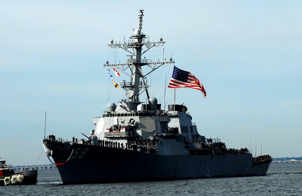 US Navy 110216-N-OS574-009 The guided-missile destroyer USS Laboon (DDG 58) arrives at Naval Station Norfolk after completing a six-month deployme