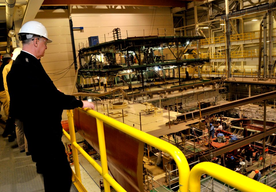 US Navy 110223-N-ZB612-079 Chief of Naval Operations (CNO) Adm. Gary Roughead tours Bath Iron Works with U.S. Senator Susan Collins