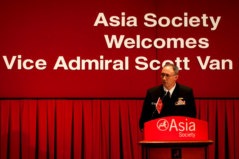 US Navy 110221-N-5758H-002 Vice Adm. Scott R. Van Buskirk, commander of the U.S. 7th Fleet, addresses members of the Asia Society during a forum in