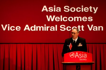 US Navy 110221-N-5758H-002 Vice Adm. Scott R. Van Buskirk, commander of the U.S. 7th Fleet, addresses members of the Asia Society during a forum in