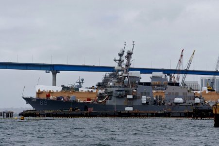 US Navy 110307-N-ZC343-302 USS Milius (DDG 69) is moored at the National Steel and Shipbuilding Company shipyard