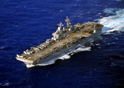 US Navy 110308-N-ZS026-397 The amphibious assault ship USS Boxer (LHD 4), flagship of the Boxer Amphibious Ready Group, is underway during a schedu