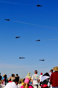 US Navy 110312-N-BT887-079 F-A-18 Hornets assigned to the U.S. Navy flight demonstration squadron, the Blue Angels, perform during the 2011 Naval A