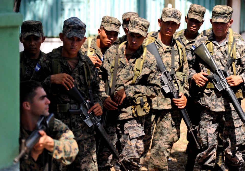 US Navy 110315-N-EC642-594 U.S. Marine Staff Sgt. Daniel Monteiro, lower left, assigned to Marine Corps Training and Advisory Group, demonstrates p