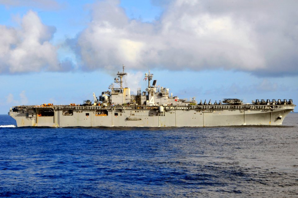 US Navy 110318-N-GW695-045 The amphibious assault ship USS Boxer (LHD 4) transits the South China Sea. Boxer is the flagship of the Boxer Amphibiou