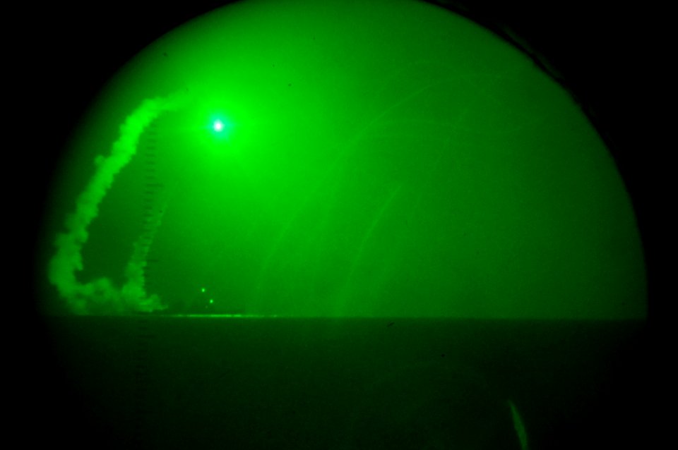 US Navy 110319-N-7293M-003 USS Barry (DDG 52) fires Tomahawk cruise missiles in support of Operation Odyssey Dawn