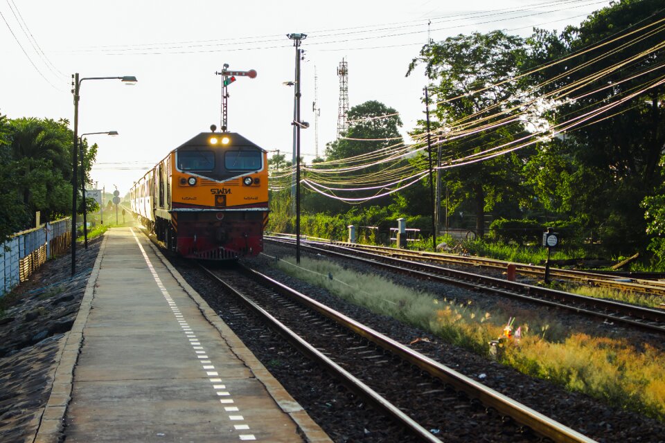 The train station station rail tracks