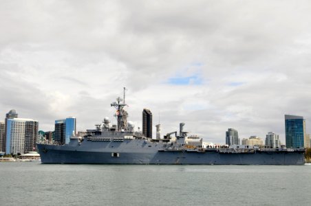 US Navy 110321-N-BT887-214 The amphibious transport dock ship USS Cleveland (LPD 7) departs Naval Base San Diego for a scheduled deployment in supp