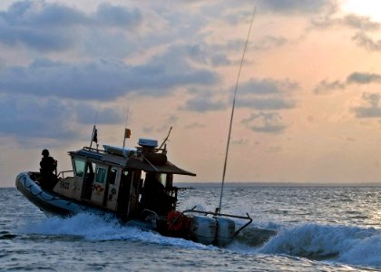 US Navy 110323-N-HI707-140 A Cameroonian Rapid Intervention Brigade (BIR) boat patrols the Cameroon coastal waters
