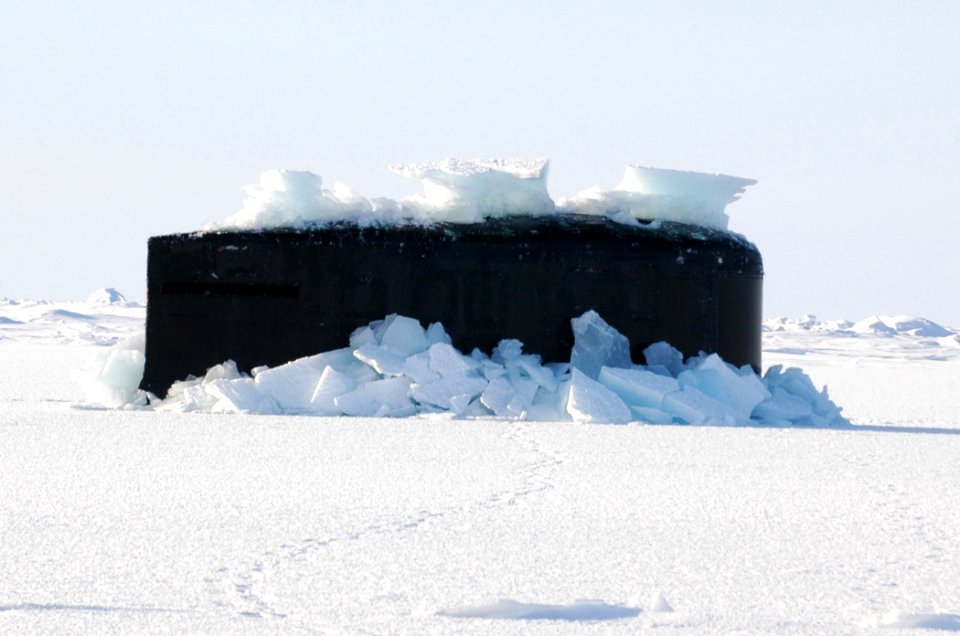 US Navy 110326-N-7058E-029 USS Connecticut (SSN 22) surfaces through the ice in the Arctic Ocean during Ice Exercise (ICEX) 2011