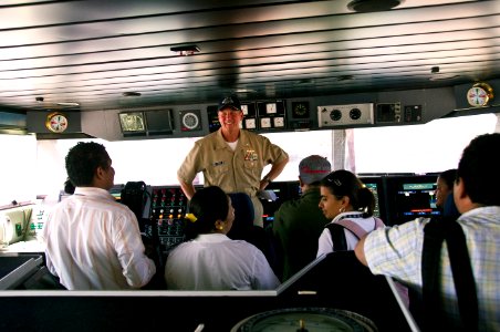 US Navy 110324-N-UX336-062 Cmdr. Mark Becker, the mission commander of Southern Partnership Station (SPS), fields question