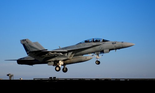 US Navy 110328-N-UO379-136 An F-A-18F Super Hornet from the Black Knights of Strike Fighter Squadron 154 (VFA) launches from the aircraft carrier U