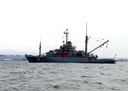 US Navy 110325-N-MU720-064 USNS Safeguard (T-ARS 50) is in the waters of Hachinohe, Japan, to assist salvage recovery efforts in support of Operati