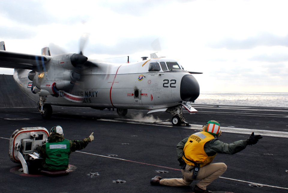 US Navy 110326-N-GL340-070 A C-2A Greyhound catapults from USS Ronald Reagan (CVN 76)
