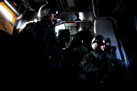 US Navy 110327-N-5716H-165 Aviation Warfare Systems Operator 2nd Class Sean Gilroy, left, and Aviation Warfare Systems Operator 3rd Class Jason Kel