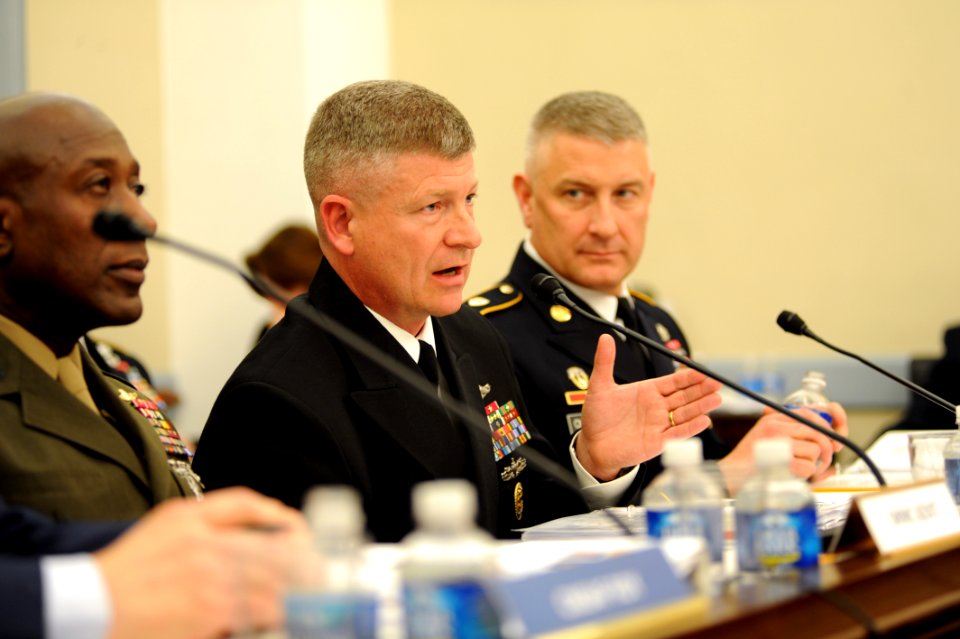 US Navy 110330-N-4930E-135 Master Chief Petty Officer of the Navy (MCPON) Rick West testifies before the House Committee Subcommittee, Veterans Aff
