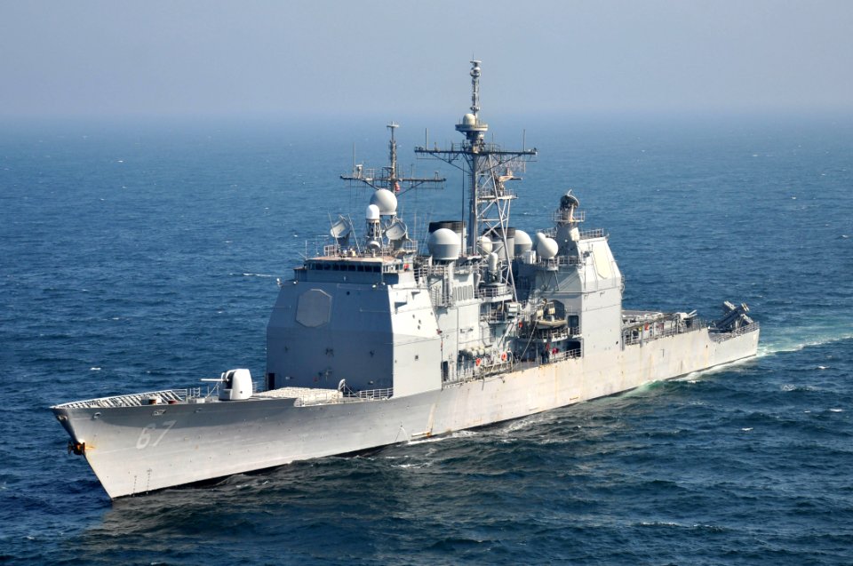 US Navy 110401-N-SF508-181 The Ticonderoga-class guided-missile cruiser USS Shiloh (CG 67) transits off the northeastern coast of Japan
