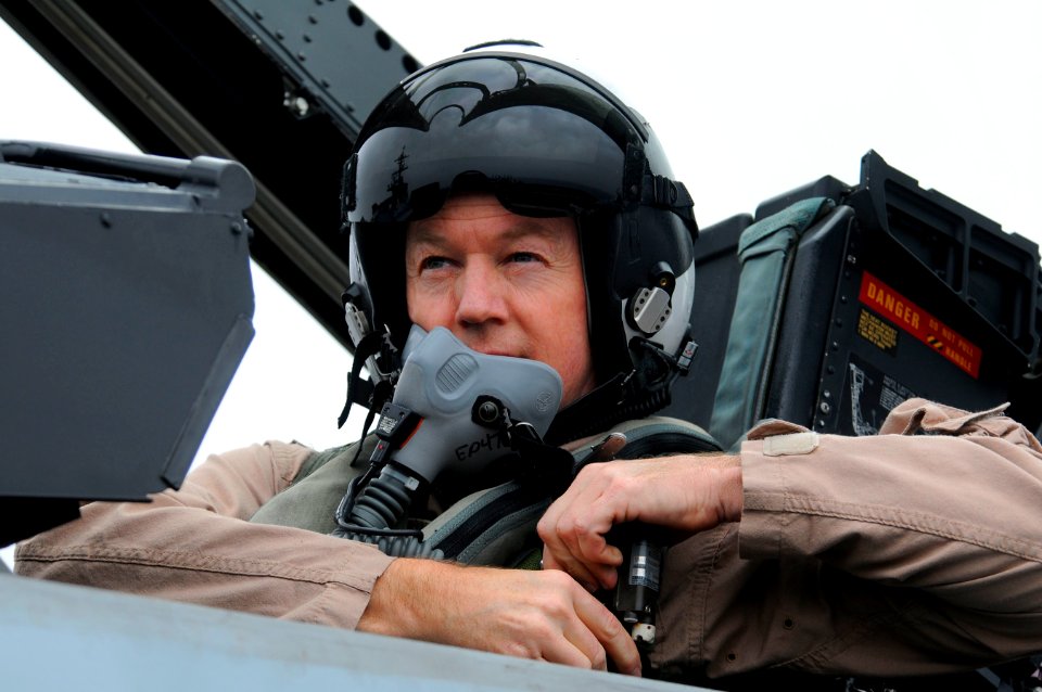 US Navy 110406-N-7488A-156 Capt. Evan Piritz, chief of staff of Carrier Strike Group (CSG) 1, prepares to launch an F-A-18F Super Hornet from the N
