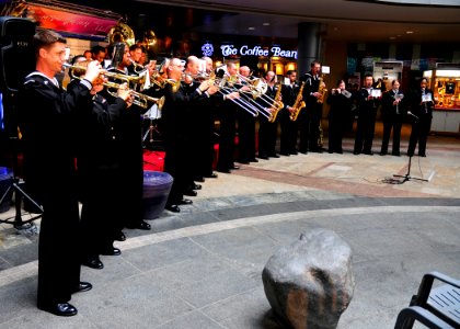 US Navy 110407-N-RO948-008 he U.S. 7th Fleet Band performs at the Changwon City Mall during the 2011 Jinhae International Military Band and Honor G
