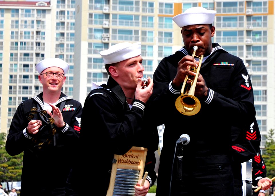 US Navy 110410-N-RO948-112 The U.S. 7th Fleet Band performs in front of Changwon Stadium on the final day of the 2011 Jinhae International Military