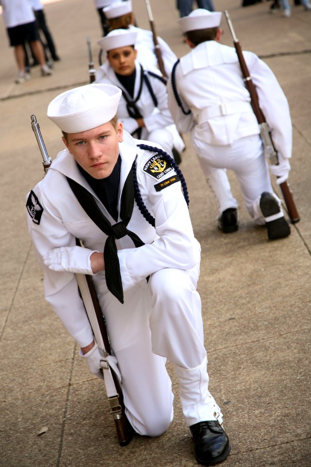 US Navy 110406-N-YM440-077 Members of the Fort Worth Sea Cadet drill team perform as part of a proclamation ceremony at Dallas City Hall plaza duri