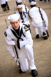 US Navy 110406-N-YM440-077 Members of the Fort Worth Sea Cadet drill team perform as part of a proclamation ceremony at Dallas City Hall plaza duri