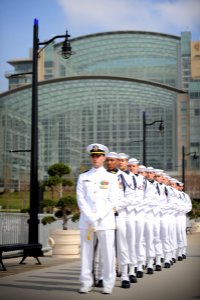 US Navy 110410-N-MG658-004 Members of the U.S. Navy Ceremonial Guard prepare to entertain Navy Safe Harbor and Wounded Warrior Regiment enrollees a