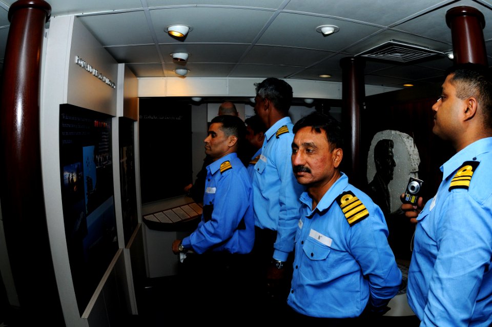 US Navy 110408-N-IC111-846 Indian naval officers tour the Ronald Reagan museum aboard the aircraft carrier USS Ronald Reagan (CVN 76)