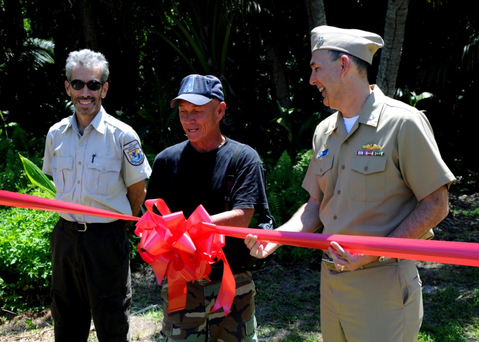 US Navy 110408-N-UE250-056 Capt. Thomas Stanley participates in a ribbon cutting ceremony at the Guam National Wildlife Refuge