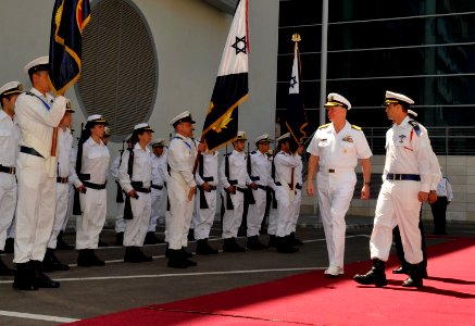 US Navy 110412-N-ZB612-039 Chief of Naval Operations (CNO) Adm. Gary Roughead inspects Israel Naval Forces sailors during a welcoming ceremony in T photo