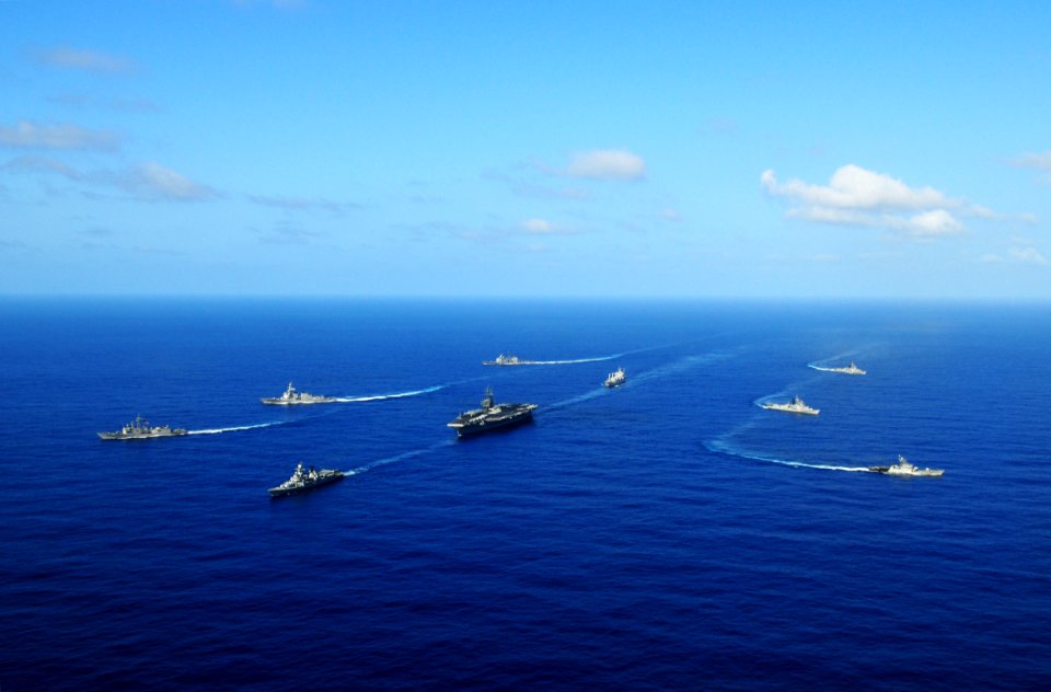 US Navy 110410-N-IC111-115 The aircraft carrier USS Ronald Reagan (CVN 76) and ships from the Ronald Reagan Carrier Strike Group and the Indian nav