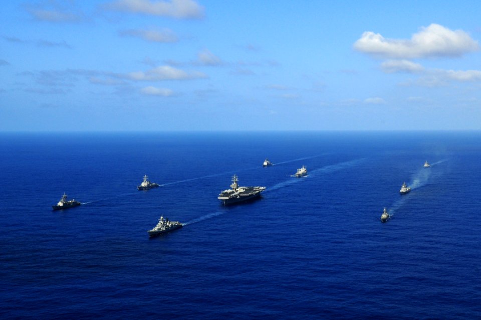 US Navy 110410-N-IC111-058 The aircraft carrier USS Ronald Reagan (CVN 76) and ships from the Ronald Reagan Carrier Strike Group and the Indian nav