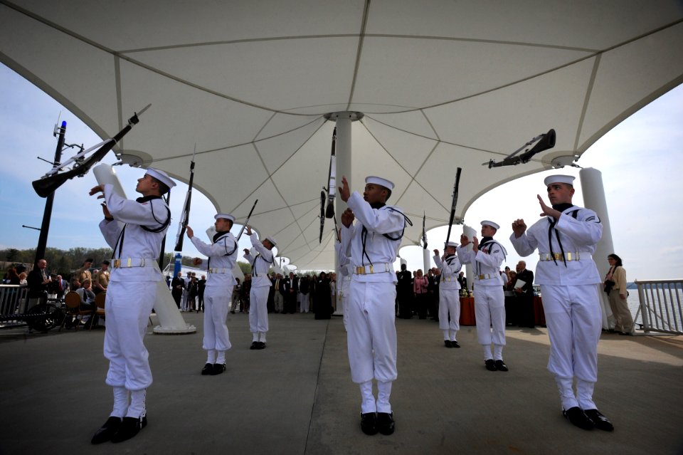 US Navy 110410-N-MG658-032 Members of the U.S. Navy Ceremonial Guard entertain Navy Safe Harbor and Wounded Warrior Regiment enrollees and their fa