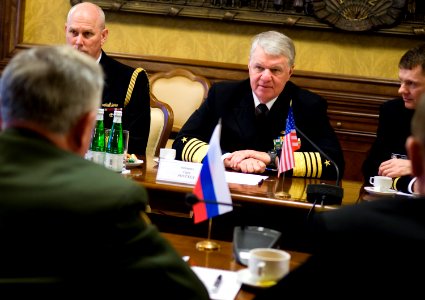 US Navy 110414-N-ZB612-067 Chief of Naval Operations (CNO) Adm. Gary Roughead meets with Chief of the General Staff Gen. Nikolay Yegorich Makarov